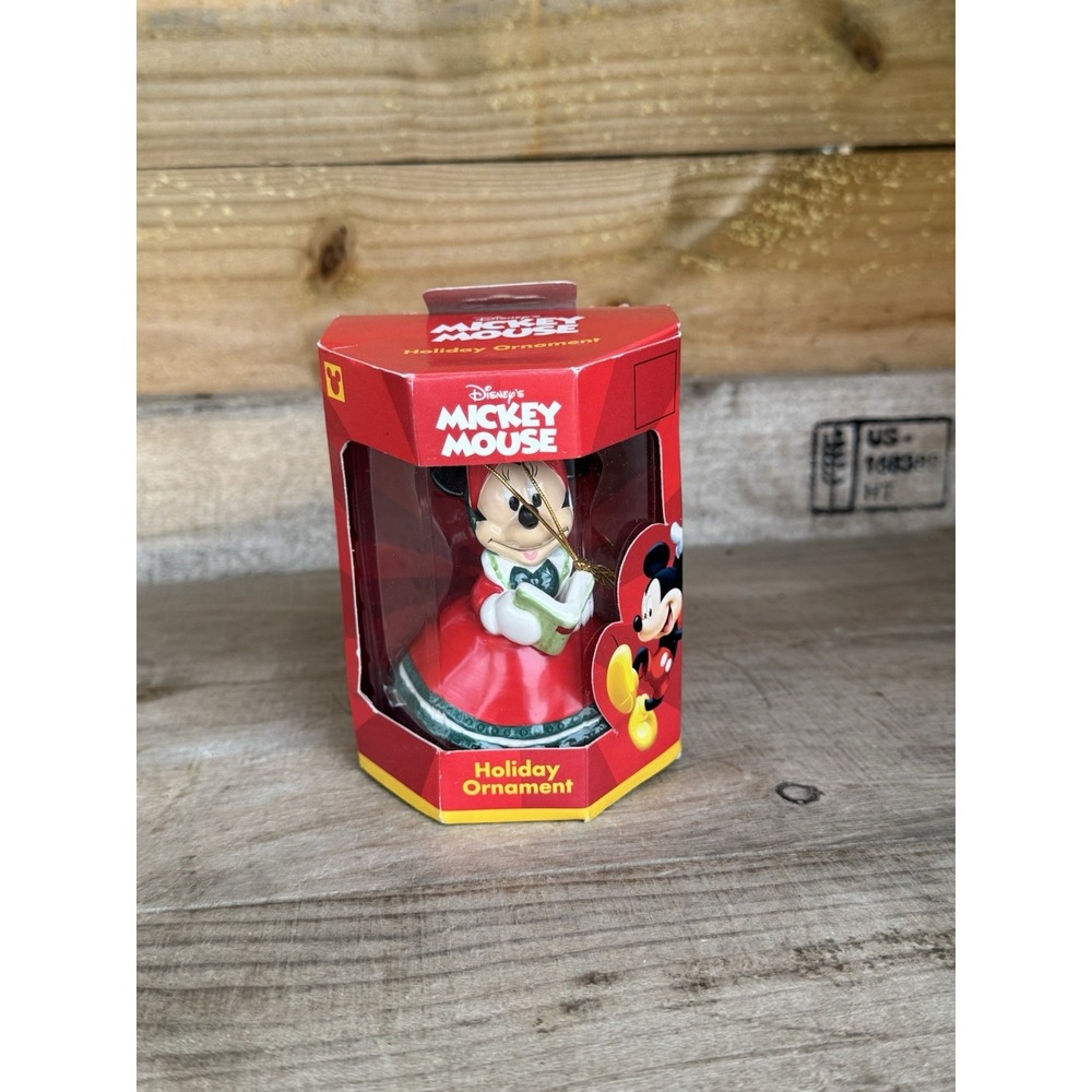 1999 Enesco Disney Minnie Mickey Mouse Work Holiday Ornament Reading Book 882062